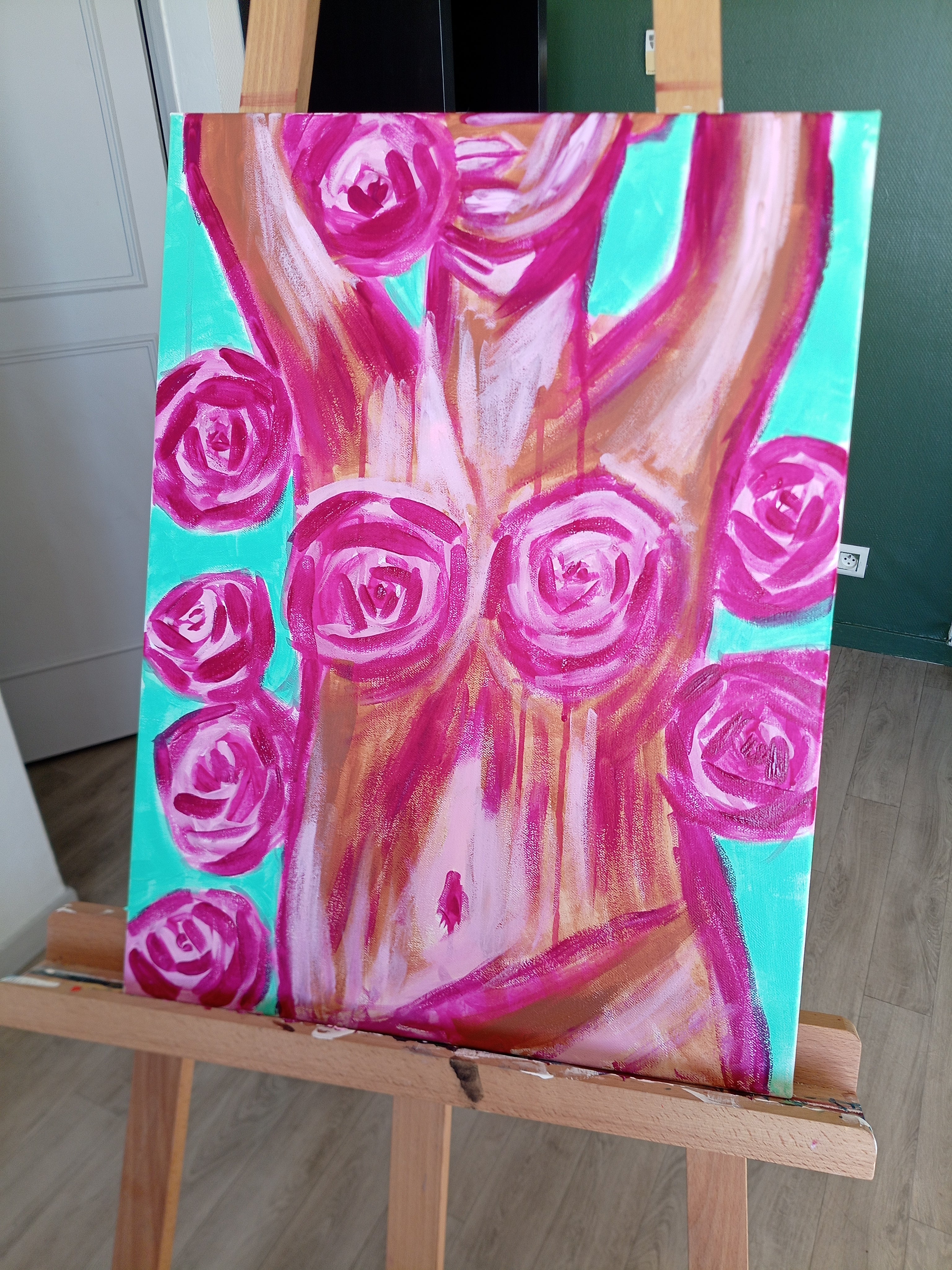 Éclosion Rose – Peinture Originale (Acrylique)