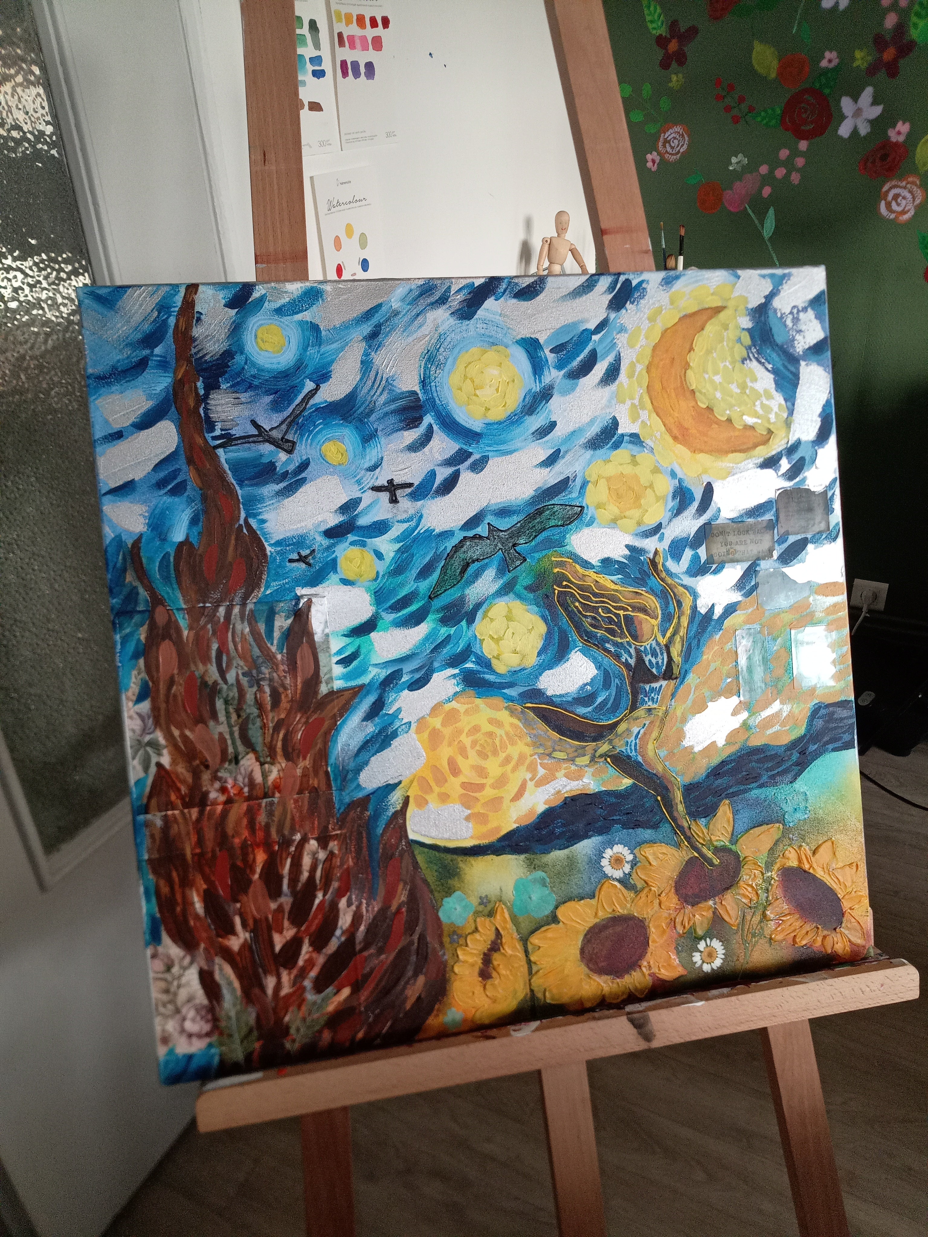 Vent de Beauté et de Liberté – Toile 60x60 cm | Acrylique, Techniques Mixtes & Collage