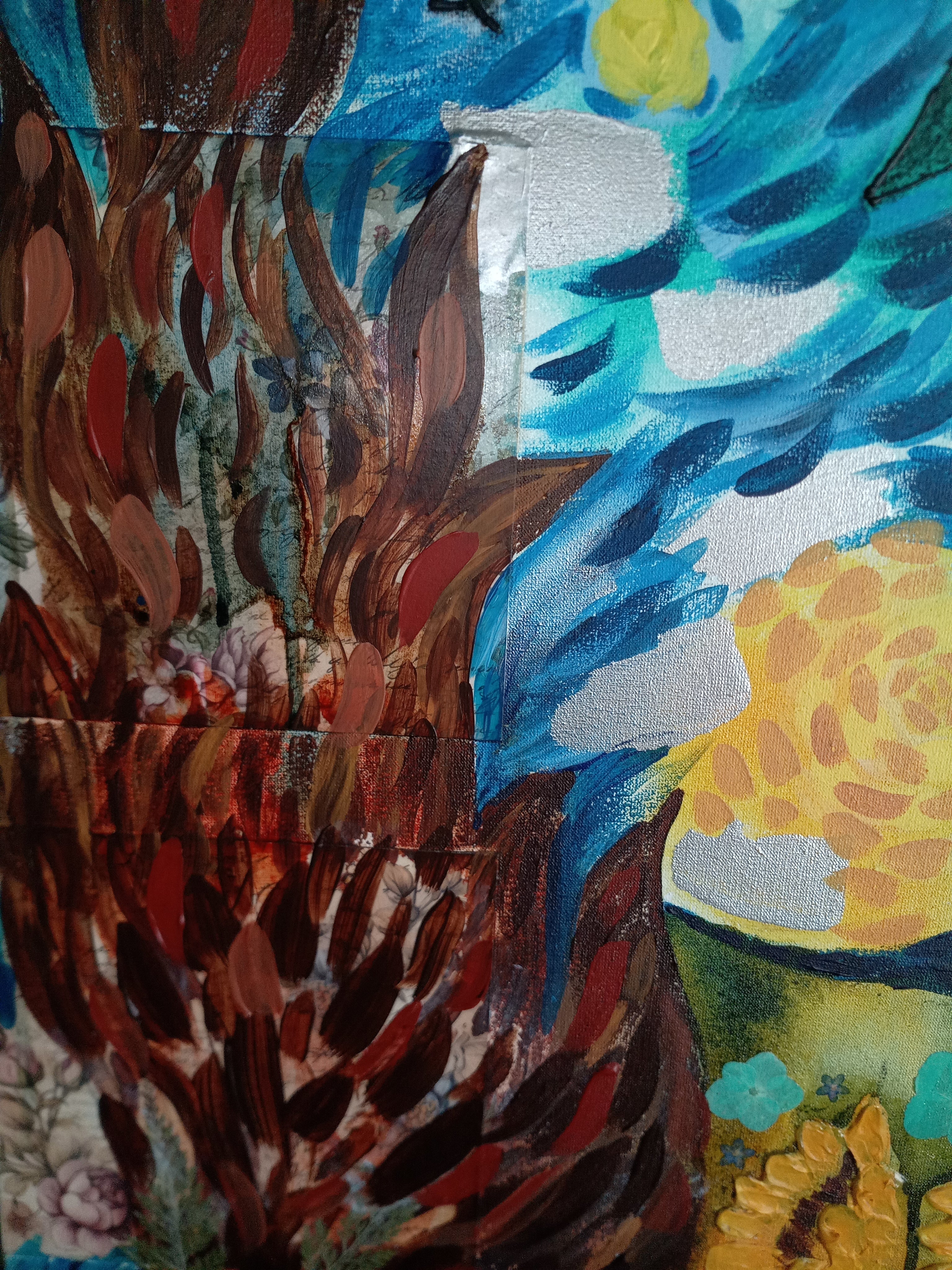 Vent de Beauté et de Liberté – Toile 60x60 cm | Acrylique, Techniques Mixtes & Collage